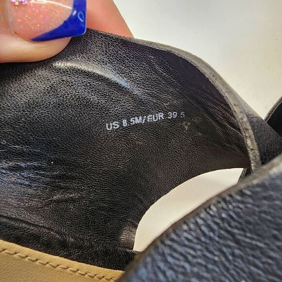 Via Spiga Onitta Cork Open Toe Leather Sandal Heels Slingback Black Size 8.5 I - Picture 8 of 10